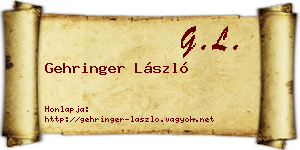 Gehringer László névjegykártya